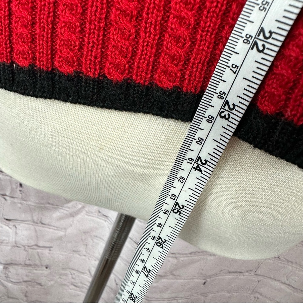 vtg country casuals Red wool blend Cardigan Black Trim womens L preppy office - Picture 4 of 8